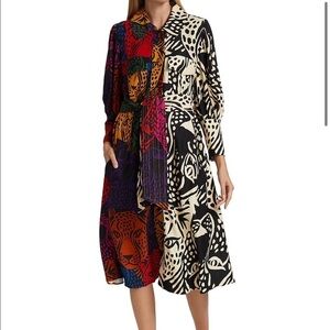 Farm Rio Rainbow Midnight Leopards And Black White Midnight Leopards Shirt Dress